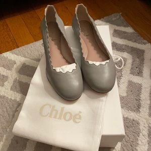 Chloe Gray Scalloped Edge Flats